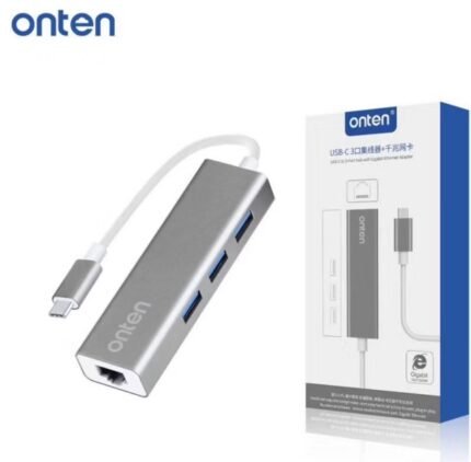 Onten OTN-9595 USB-C To 3-Port Hub With RJ45 Gigabit Ethernet Adapter