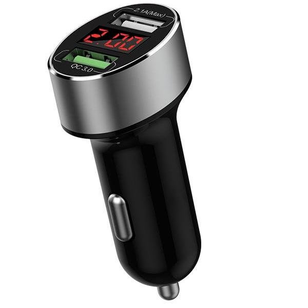 WIWU QC200 36W MINI INTELLIGENT DIGITAL DISPLAY USB CAR CHARGER